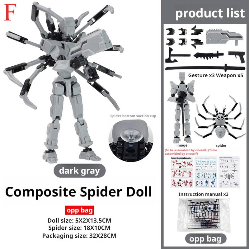 Multi-jointed movable spider doll, lucky 13-jointed birthday doll, trendy minifigure, 3D toy